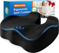 Seat Cushion,5.2in Thick Memory Foam Cushions for Office Chair, Car Seat, Airplane, Relieving Pressure Tailbone Sciatica Back Pain for Long Sitting Office Workers, Car Drivers Black